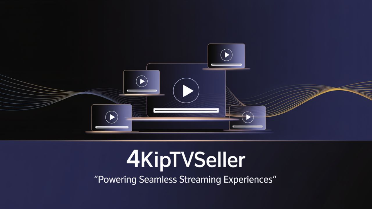 Minimalist digital banner showing the importance of video players in OTT platforms with streaming icons and 4KIPTVSELLER Signature